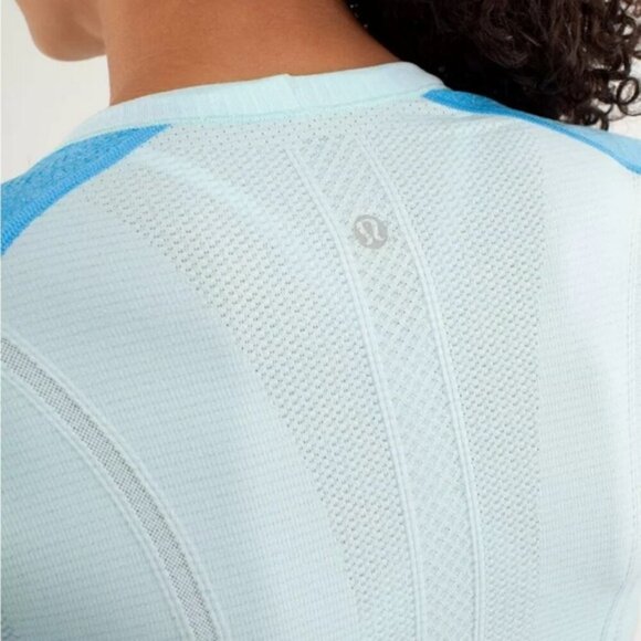 Lululemon Run Swiftly Tech Long Sleeve Aquamarine Beach Blanket Blue Size 4 - Picture 3 of 15